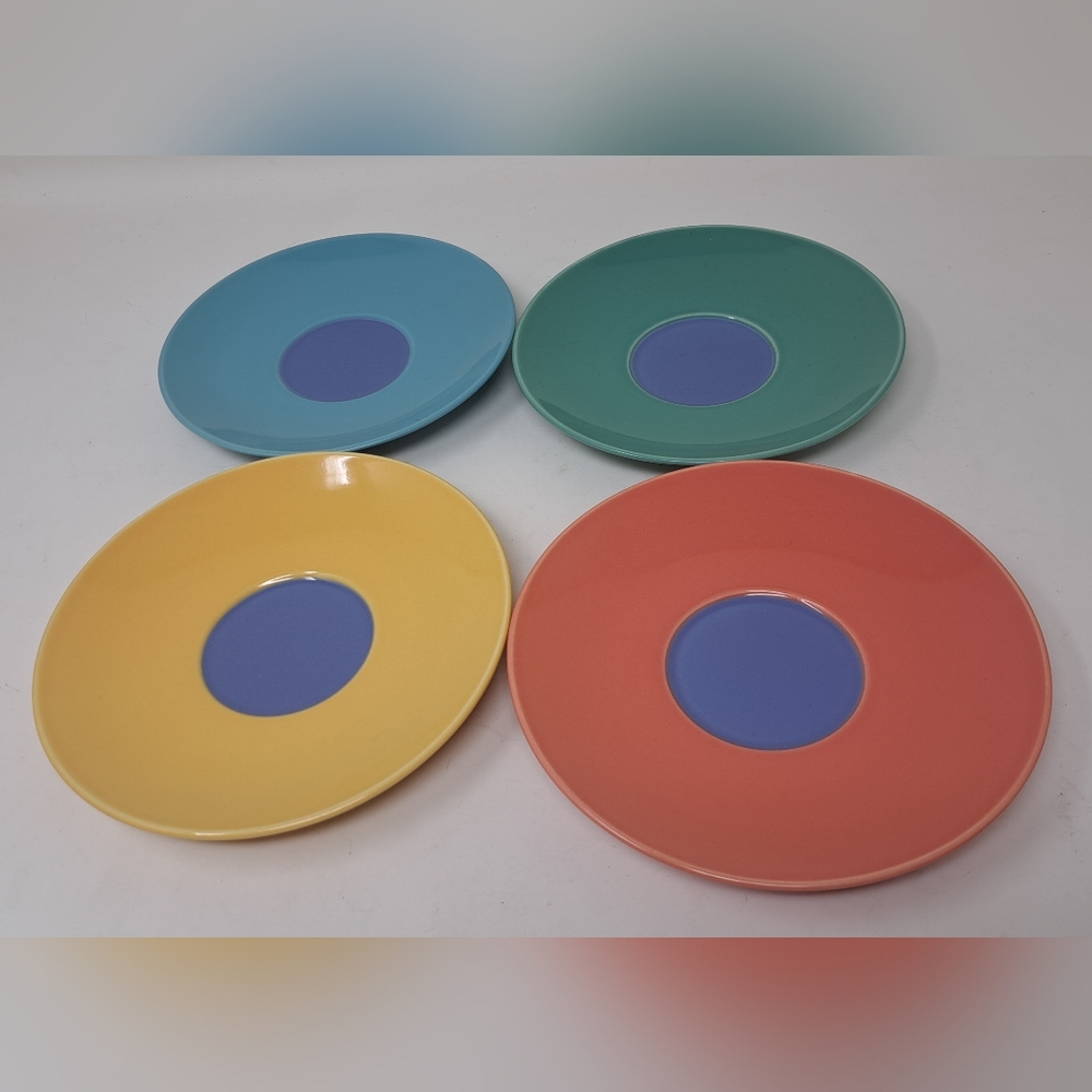 Vintage Lindt Stymeist Colorways Saucer Plates Tea Coffee 80s 90s Japan Set of 4